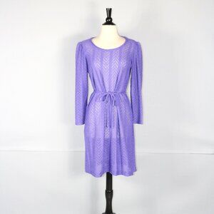 Vintage Sheer Purple Knit Day Dress with Belt size 8